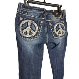 Miss Me Peace Sign Skinny Jeans Size 27 Embellished